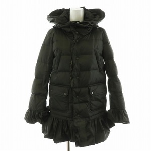 モンクレール MONCLER 15AW SERRE ダウンジャケット フード フリル ナイロン アウター 00 XS カーキ /AN2 レディース