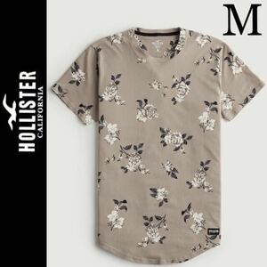 新品タグ付き☆HOLLISTER フローラルTシャツ ベージュ M 花柄 フラワー ロング丈 ホリスター