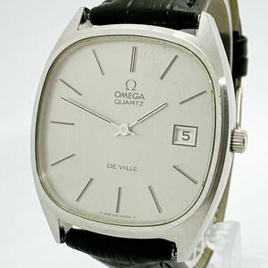 06046 オメガ OMEGA 192.0028 デビル DE VILLE メンズ 腕時計 デイト クォーツ 電池式 QZ シルバーカラー 革ベルト プッシュリューズ