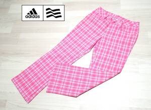 ☆adidas GOLF　☆アディダス　☆ゴルフウエア　☆チェック柄　☆ゴルフスラックス　☆ロングパンツ　☆ピンク色　☆レディース　☆Ｍ