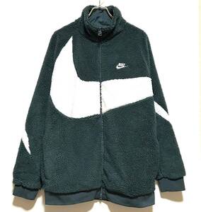 NIKE NSW REVERSIBLE BIG SWOOSH FULL ZIP BOA JACKET（XXL）2XL グリーン ナイキ ビッグ スウッシュ ボア ジャケット シェルパ