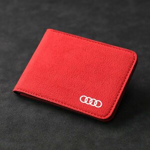 アウディ AUDI 免許証ケース カードケース カードホルダー 名刺ファイル カード入れ クレジットカードケース 小銭入れ ☆レッド