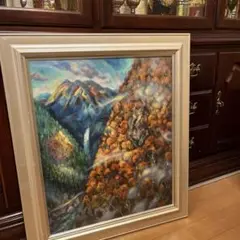 【更に値下げしました】油絵画《秋山晩照》