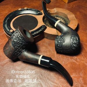 MUXIANG新品未使用 黒檀木製 喫煙具 パイプ おまとめ 2点セット パイプ キセル まとめ 煙管 喫煙具 煙草 タバコ レトロ ビンテージ 収納付