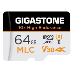 MLC 64GB 1PK 【MLC 10x高耐久】Gigastone MLC マイクロsdカード 64GB 高耐久 4K UHD ビデオ撮影 防犯カメラ ドライブレコーダー 監視カメラ 対応 100MB/s V30 U3 Class10【5年データ回復】