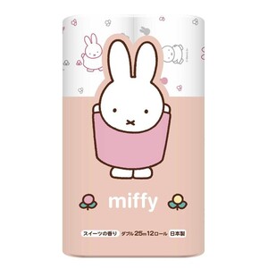 丸富製紙 miffy ミッフィー トイレットペーパー スイーツの香り 再生紙100% ダブル25m 12ロールＸ8パック