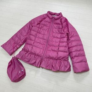 組曲 Kumikyoku キッズ 女の子 フリルダウン コート ダウンジャケット ダウン90% ピンク ポータブル 持ち運び サイズ150 美品