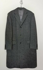 LANVIN チェスターコー卜【サイズ50 XL相当】【カシミヤ100%】【ヘリンボーン】【極美品】【グレー】【ビジネス】10000円スタート！！