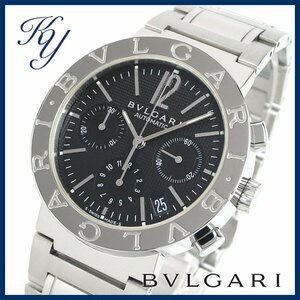 1円～ 3ヶ月保証付き 磨き済み 美品 本物 定番 人気 BVLGARI ブルガリ BB38SS CH クロノグラフ ブラック メンズ 時計