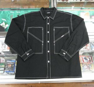 中古 X-LARGE/エクストララージ CONTRAST STITCH WORK SHIRT 長袖 ワークシャツ ジャケット ブラック サイズXL コントラスト ステッチ