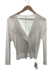 PLEATS PLEASE ISSEY MIYAKE◆PRELUDE Cardigan/カーディガン(薄手)/3/ポリエステル/ホワイト/PP23JO492