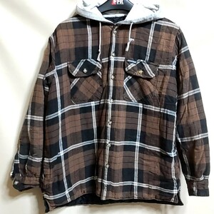 A2 DICKIES ディッキーズ 茶色 XL 中綿 キルティング ジャケット ワーク パーカー チェック アウター ビンテージ アメリカ USA 古着 メンズ