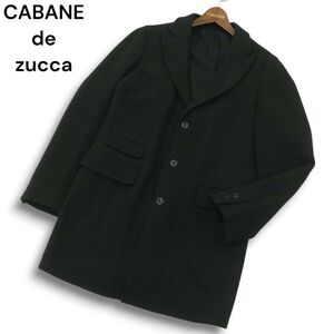 CABANE de zucca カバンド ズッカ 秋冬★ ウール100% チェスター コート Sz.M メンズ 黒 日本製　A4T13405_C#N