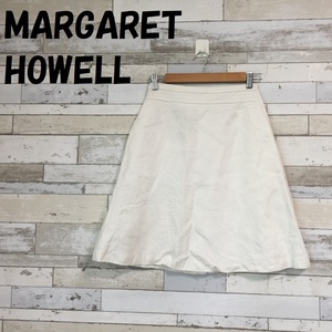 【人気】MARGARET HOWELL/マーガレット ハウエル リネン 膝丈スカート ホワイト サイズⅠ/A1370