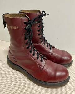 イングランド製旧タグDr Martens ドクターマーチンUK6.赤茶 10ホールブーツ ビンテージ、スチールトゥ