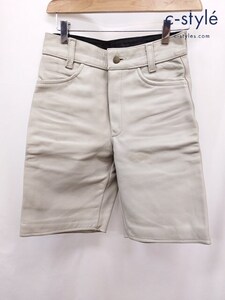 Q571 [人気] VANSON バンソン レザーハーフパンツ 28 グレー系 | Q★