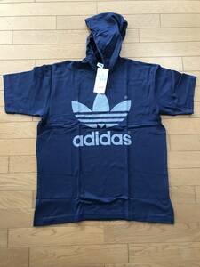 当時物　未使用　デッドストック　アディダス　adidas　半袖シャツ　フード付き　品番：ADS-3645　サイズ：L-O　　HF1666