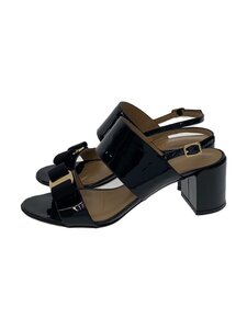 Salvatore Ferragamo◆サンダル/UK7.5/BLK/エナメル/17721/ヴァラ