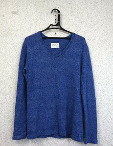 メンズ AZUL by moussy アズールバイマウジー 長袖 ニット セーター Vネック サイズM 青 ブルー