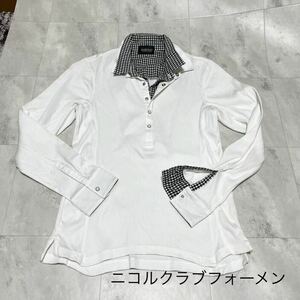 ニコルクラブ NICOLE CLUB FOR MEN 　リブ　 襟付き 長袖Tシャツ　メンズ 46　ホワイト　白