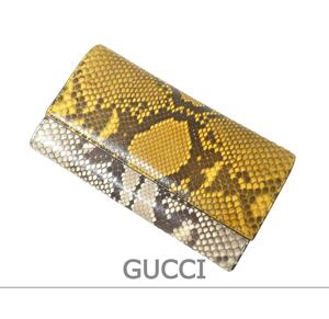 美品 GUCCI グッチ パイソン レザー 二つ折り コンチネンタルウォレット 長財布 ロングウォレット マルチカラー