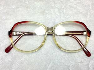 ビンテージ セル 眼鏡 クリア レッド ツートン バタフライ フレーム 老眼鏡 +2.00 中古 昭和 レトロ 赤 メンズ レディース