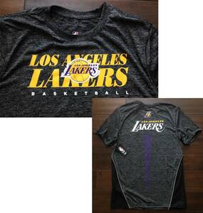 【既決USA】NBA★Los Angeles Lakersロサンゼルス・レイカーズ@完売胸元&背中【LAKERS】ロゴ入【NBA LA Lakers Logo Graphic Tee】Grey@L