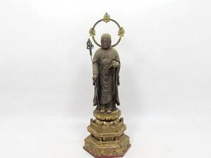 【仏教美術】 時代物 地蔵菩薩 木像 仏像・立像 高３０．５ｃｍ