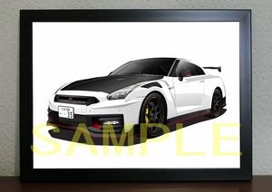 希望ナンバー 2024 NISSAN R35 GTR NISMO MY24 デジタルイラスト 自動車アート A4 日産 ニスモ