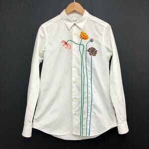 □Paul Smith 長袖シャツ M 白 ポールスミス メンズ EMBROIDERY COTTON SHIRTS 複数落札同梱OK B240829-3