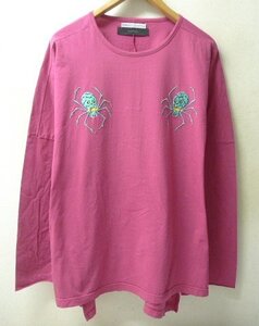 ◆BACKBONE × AG by EXPERIMENT　バックボーン コウモリ スパイダー刺繍 クルーネック カットソー Tシャツ ピンク サイズ2　P.E.O.T.W AG