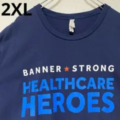 CANVAS BANNER STRONG  プリントtシャツ 2XL ネイビー