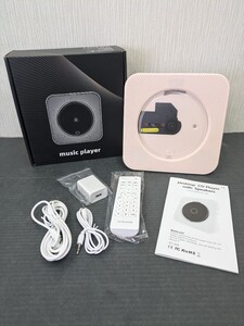 【ゆ】 60 music player CDプレーヤー CD Desktop CD Player with Speakers ピンク ミュージック プレーヤー 中古品 ラジオ Bluetooth