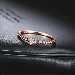 [RING] 14K 585 Rose Gold Plated φ3mm ペアシェイプ ティアドロップCZ ローズピンクゴールド 1.3mm スリム リング 13号 【送料無料】