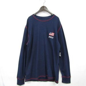 サイズ L POLO RALPH LAUREN サーマル ロング Tシャツ クルーネック ネイビー ポロ ラルフローレン 長袖 古着 ビンテージ 2MA2604