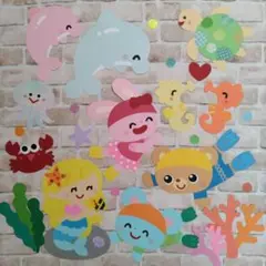 壁面飾り　夏『海　人魚』７月　８月
