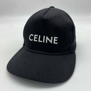 【極美品・現行】 CELINE セリーヌ ベースボール キャップ 帽子 ロゴ 刺繍 スナップバック 調節可能 ブラック 黒 ユニセックス M