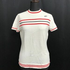 美品★パラディーゾ/PARADISO GOLF★半袖/ニットシャツ/セーター【レディースM/白×赤/white×red】ゴルフウェア/カットソー/tops◆BH824