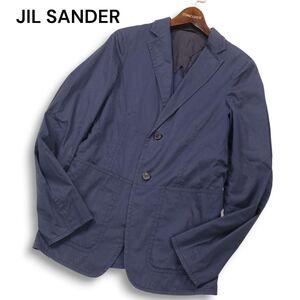 イタリア製★ JIL SANDER ジルサンダー 通年 背抜き★ コットン アンコン テーラード ジャケット Sz.44　メンズ ネイビー　I4T03250_A#O