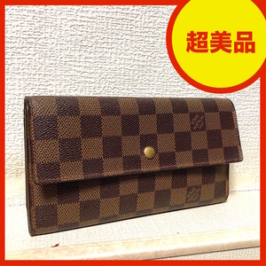 超美品 LOUIS VUITTON ルイヴィトン ダミエ 長財布 検 モノグラム 折りたたみ 折り畳み がま口 ジッピーウォレット