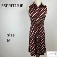 美品 ESPRITMUR エスプリミュール ワンピース ひざ丈 総柄 伸縮有り