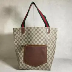 GUCCI トートバッグ シェリーライン PVCレザー ブラウン GGスプリーム