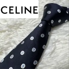 Celine セリーヌ　ブランドネクタイ　シルク　ネイビー