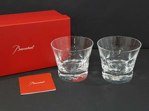 【美品】Baccarat バカラ ベルーガ ロックグラス 2客セット/箱付き/タンブラー/クリスタルガラス/約9.5×8.5cm/05AK090401