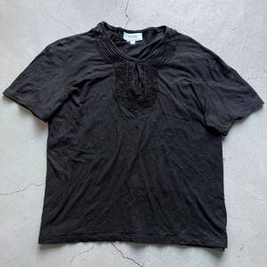 【高級】VERSACE ヴェルサーチ Tシャツ トップス カットソー 半袖 半袖Tシャツ デザイン◎ ブラック 刺繍