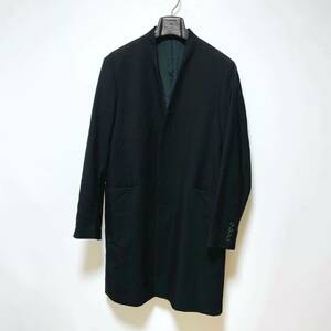 ラッドミュージシャン ノーカラーロングジャケット 42 定価70,400円 LAD MUSICIAN メンズ COLLARLESS LONG JACKET コート 黒 ウール