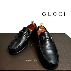 【本物保証】美品◆ GUCCI グッチ ◆ ホースビット ローファー ビジネスシューズ レザー ドレスシューズ サイズ41 1/2 26.5cm相当