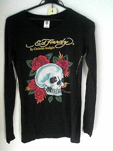 ED HARDY 黒色　長袖Tシャツ Lサイズ エドハーディ ブラック　ロンT 即決