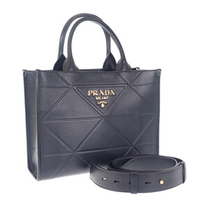 【中古】【Aランク】プラダ PRADA シンボルトップステッチ スモールバッグ 1BA379 2WAYバッグ レザー ブラック ゴールド金具 レディース