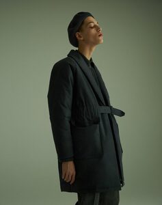 【美品】 UNITUS ユナイタス / Belted Shawl Coat -Wax Cotton- / L ブラック / ワックスコットン ベルテッド ショール コート